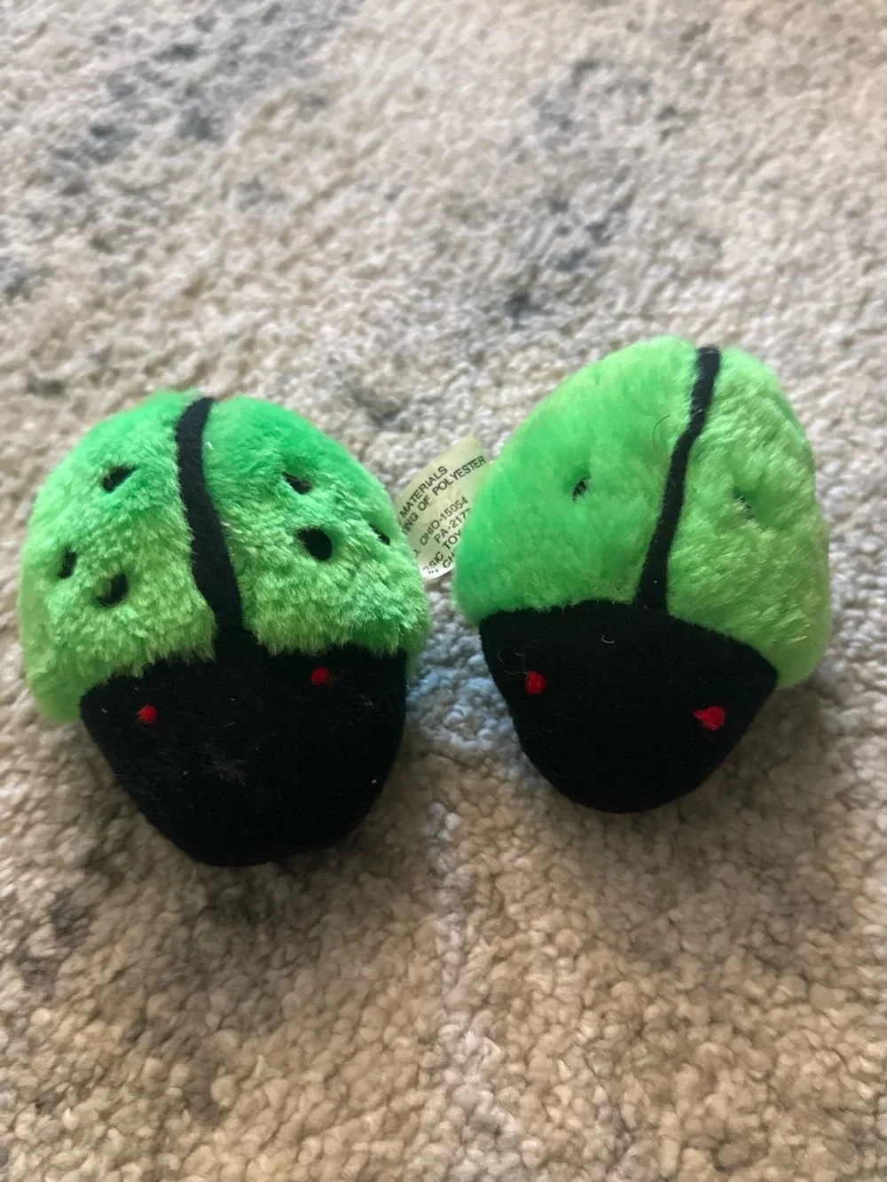 Vintage 1999 Classic Toy Co Neon Green Ladybug Plush Crane Prize - Lot of 2